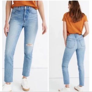 MADEWELL THE PERFECT VINTAGE HIGH RISE JEANS DISTRESSED RAW HEM SIZE 27